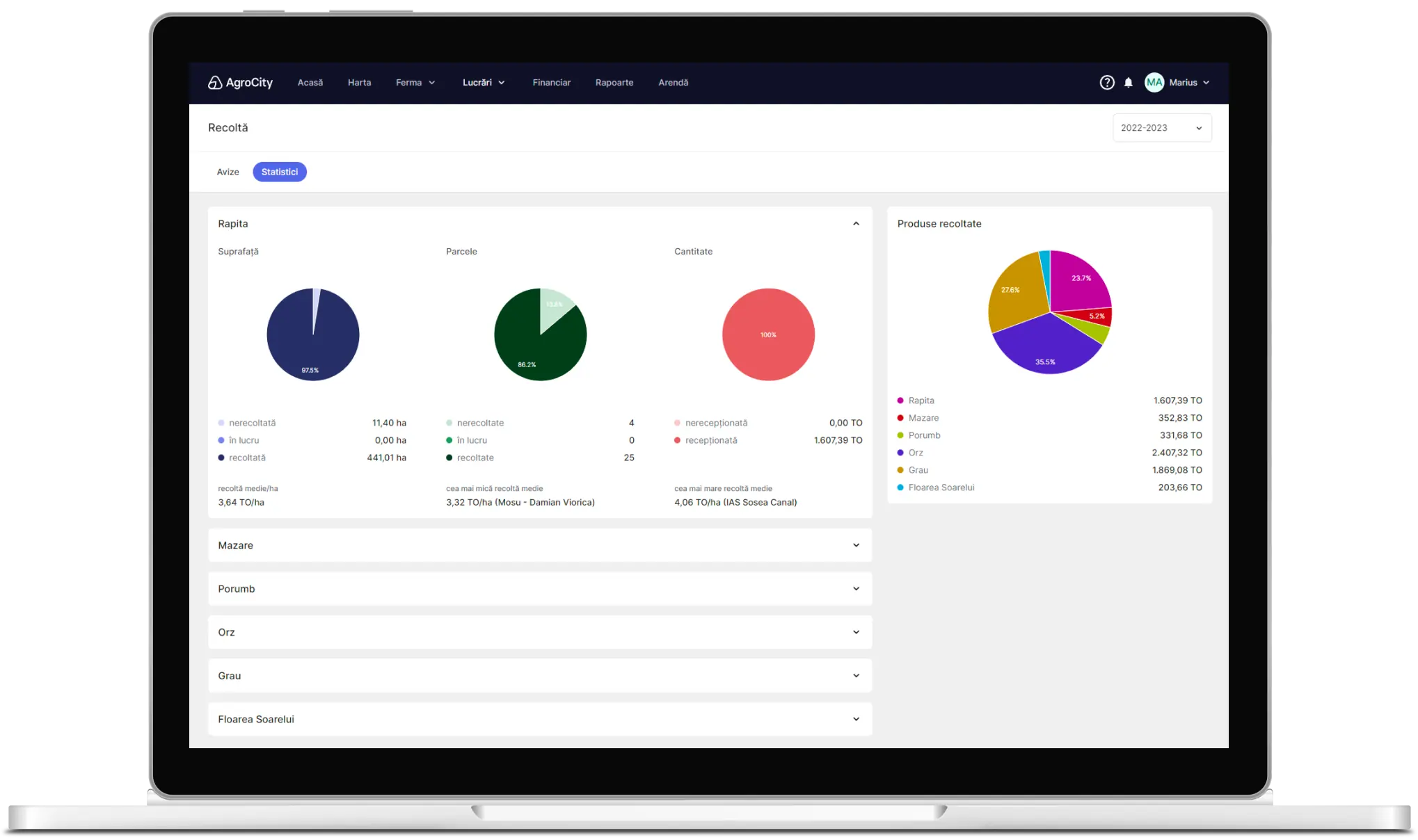 Prezentare modul Recoltă